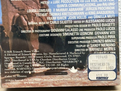 1998 "The Bible Esther" VHS Movie With Thomas Kretschman And Ornella Muti Sealed - Picture 5 of 9