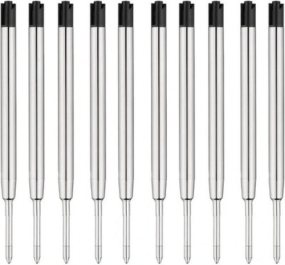 10Pc Ballpoint Pen Refills Black Ink 1mm Medium Tip Parker Style