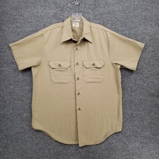 VINTAGE Big Mac Jc Penney Work Shirt Mens Large Beige Permanent Press Button Up
