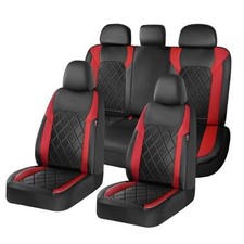 Car Seat Covers, Seat Covers Full Set, 5 Seats Automotive FullSet Black Red