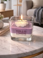Lavender Soy Candle with Flower Top  Handmade Floral Candle  Lavender Scented