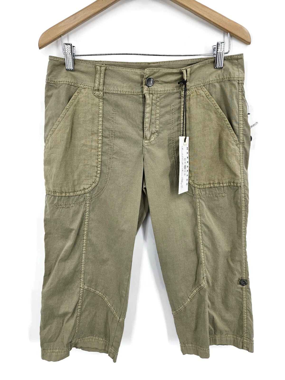 New Marrakech Khaki Capri Pants Womens 27 Cropped Cotton Spandex