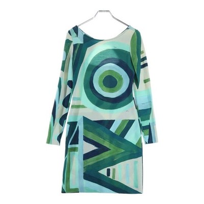 Emilio PUCCI Wool Long Sleeves Dress Geometric Green tones Size 34 Italy  Used | eBay