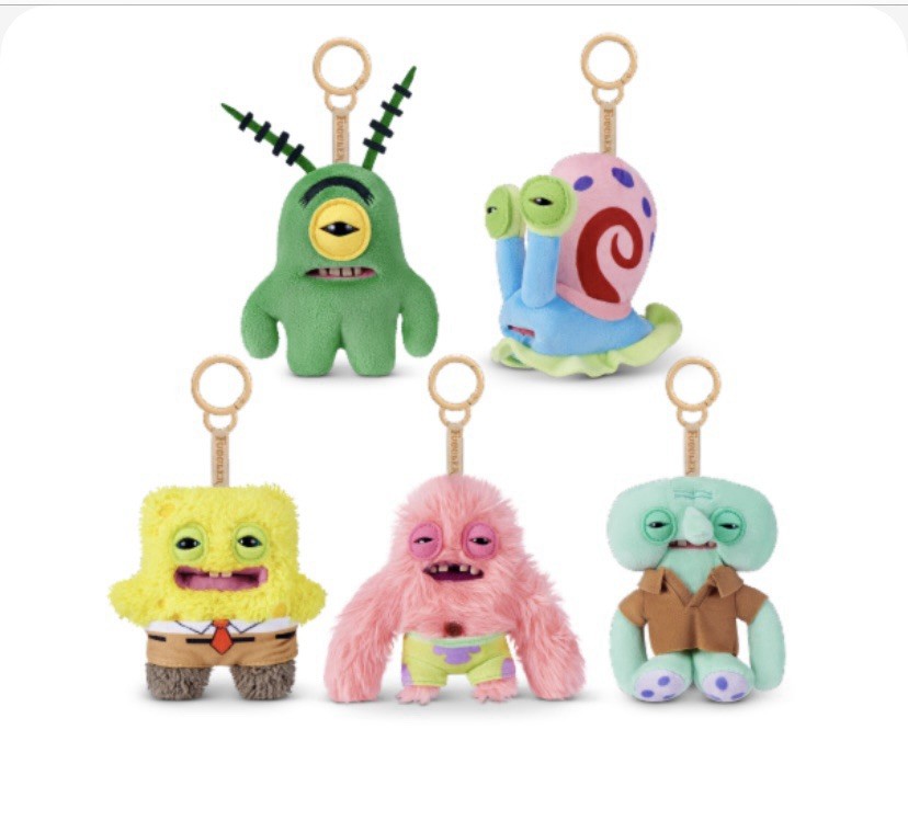 スポンジ・ボブ　SquarePants X ZURU Fuggler ぬいぐるみ Zuru Fuggler x Spongebob Squarepants Keychain Plush Ring set 5 in