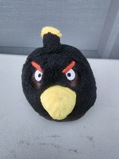 Angry Birds Black Bomber Bird Rovio Stuffed Animal Plush Round 5" No Sound