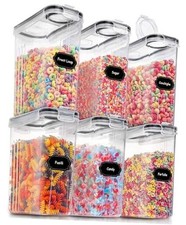 Large Dry Food Storage Containers with Lids, 6PCS Airtight Cereal Pack of 6