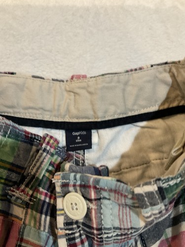 GAP KIDS Boy's Size 8 Madras Plaid Cotton ADJUSTABLE CARGO Shorts - Picture 4 of 5