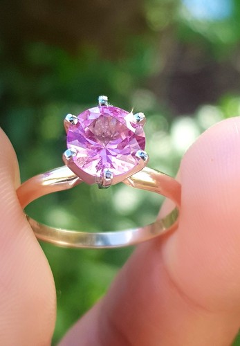 Natural Baby Pink Sapphire Solid 14K Yellow Gold Ring. Pink Sapphire Jewelry - Picture 4 of 14