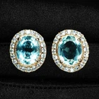 Luxurious Crystal Blue Aquamarine 8.70Ct 925 Sterling Silver Rose Gold Earrings