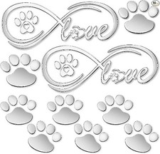 3D Paw Print Car Decals, 10-Piece Set of Self-Adhesive Heart Paw & Footprint Sti