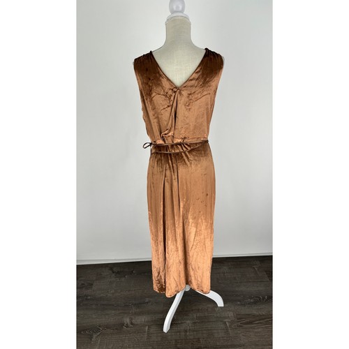 Vestido midi Vince Panné de terciopelo sin mangas envolvente dorado rosa para mujer talla XL nuevo seda - Imagen 8 de 12