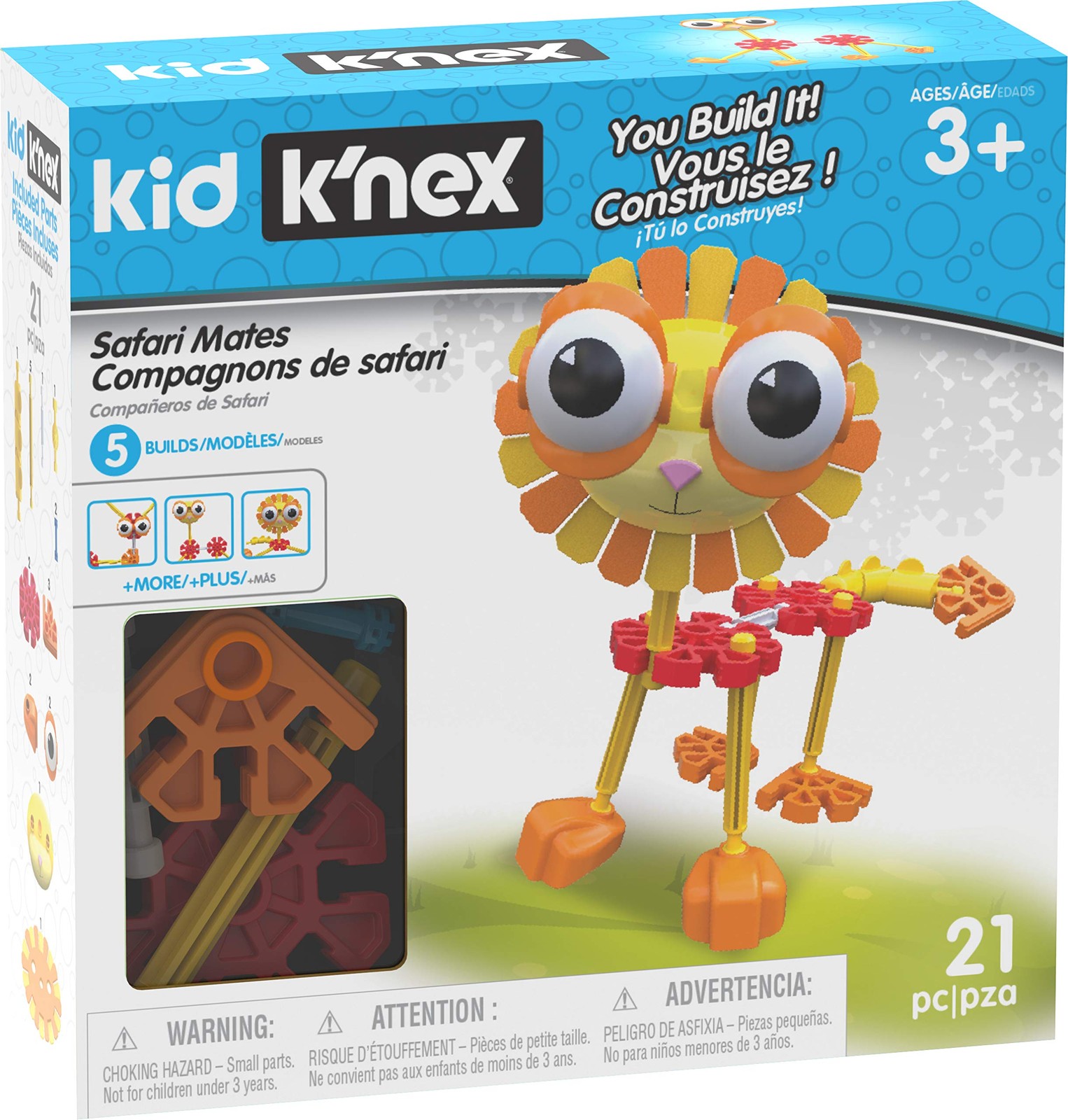 Детский конструктор KNEX Safari Mates, состоящий из 5 моделей, состоит из 21 предмета