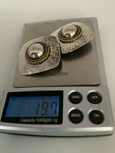 Vintage Laton Taxco Solid Sterling Silver Clip-on Earrings with Hammered Finish - Picture 9 of 9