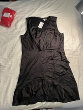 Nine West XL Black Sleeveless Dress Pattern & Ruffled H Subtle AnimalPrint 4-33