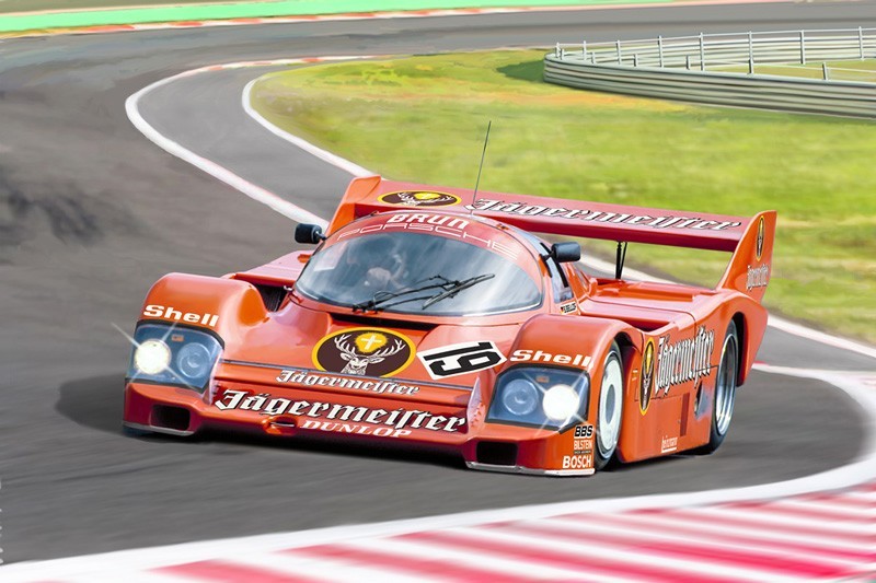 Maquette voiture Porsche 956 Jägermeister Italeri pour exposition en vitrine de collection