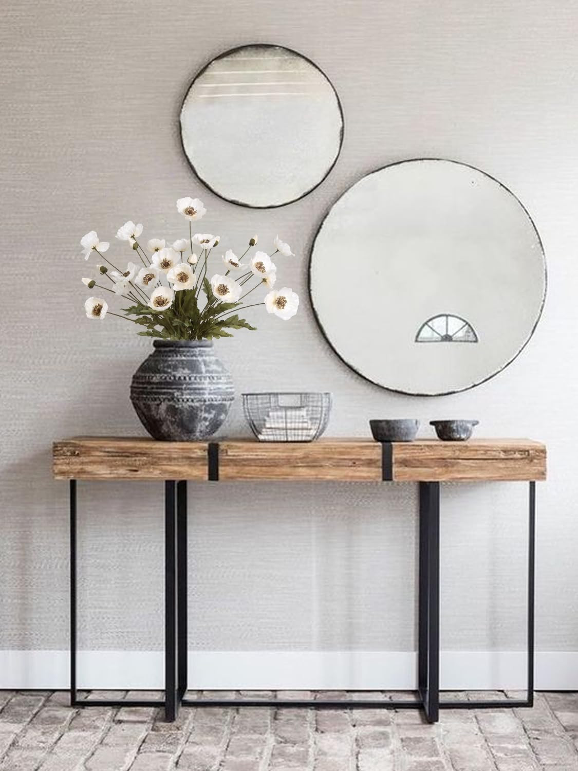 IPOPU White Artificial Poppy Flowers 6pcs Poppies 