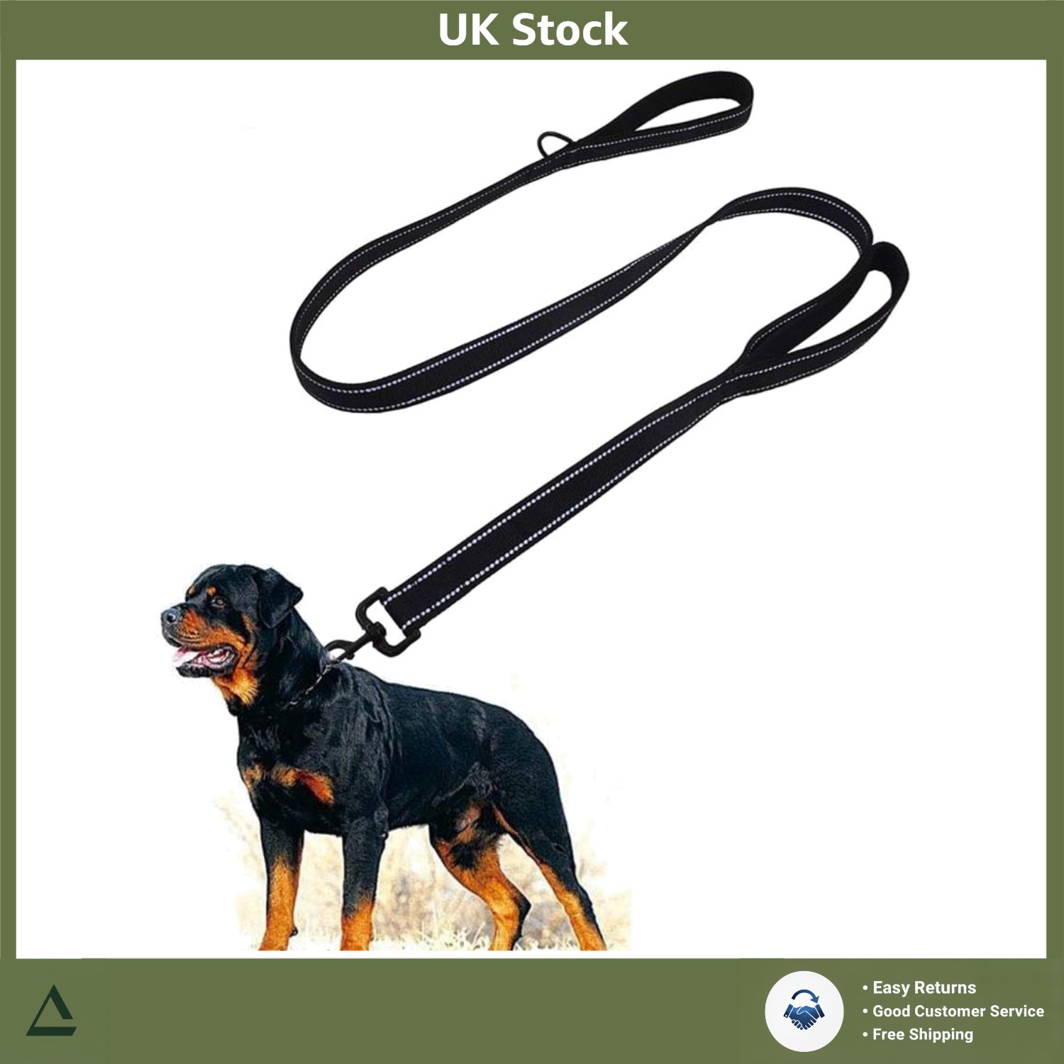 Thick and Strong Reflective Dog Lead with Padded Handles for Ultimate Control
