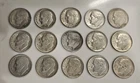 Lot of 15 U.S. Dimes various years - (90% silver)