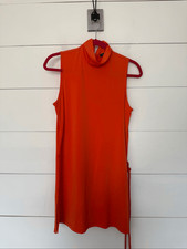 Lauren Ralph Lauren Women’s Medium Orange Tunic Turtleneck Mini Dress with Belt