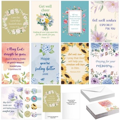 Motiskyy 24 Pack Religious Get Well Cards with Scripture - Christian Get Well...
