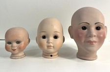 Vintage Lot of 3 Porcelain Painted Doll Making Heads for Repair Replacement