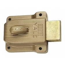 Assa Abloy Accentra 112 Rim Lock, Heavy-Duty, Brass-Plated Finish, Keyed