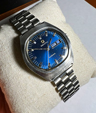 Zenith Surf Automatic Vintage 1970s Day/Date Blue Sunburst Dial Cushion Steel