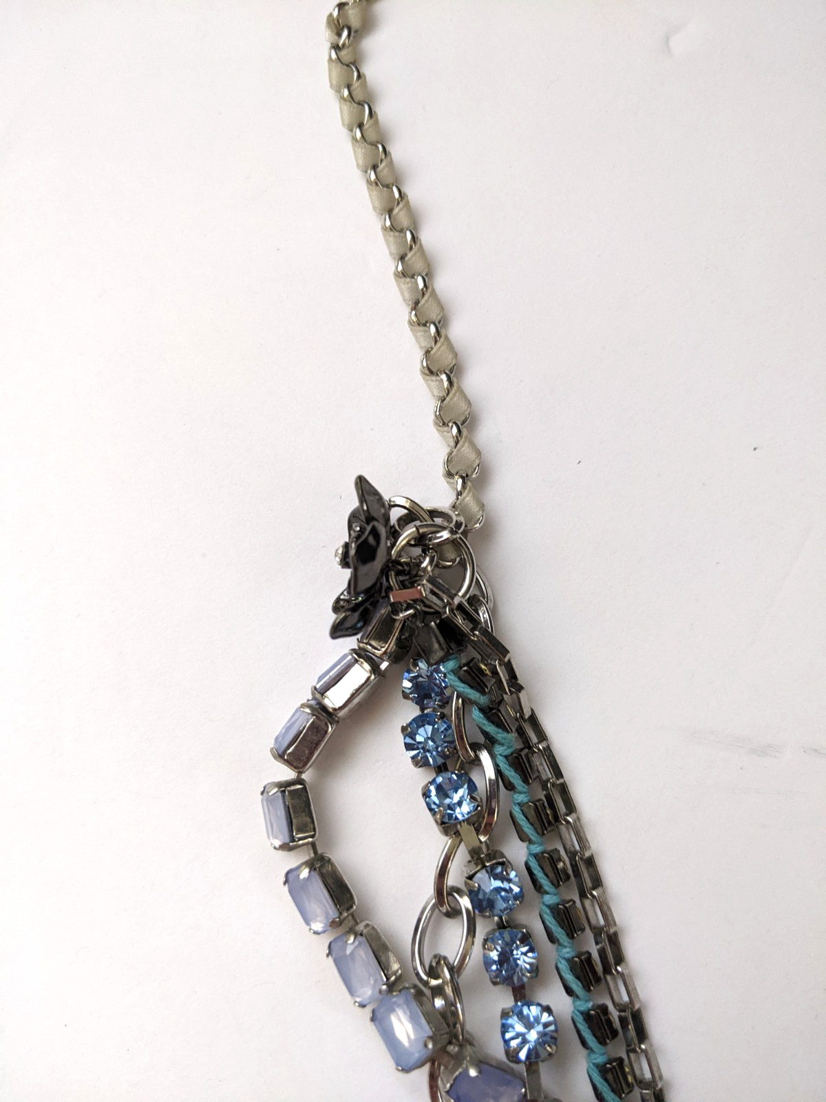 LOFT Multi Strand Statement Necklace Crystal Rhin… - image 9