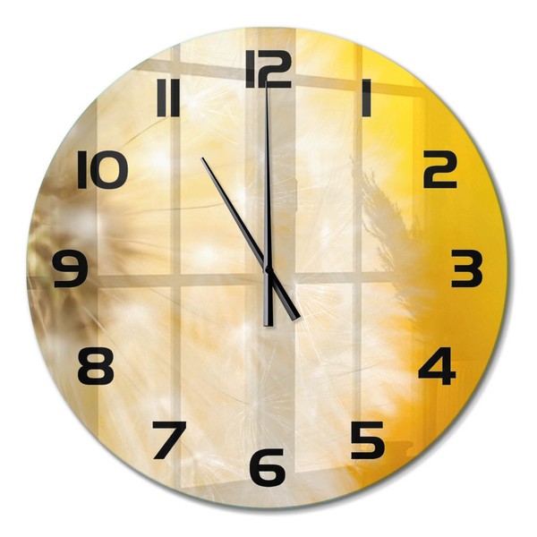 Elegante Design-Wanduhr Aus GehäRtetem Glas LöWenzahn Schwarze Zeiger Fi60 Cm-image