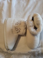 Girls White Boot Slippers Size 1
