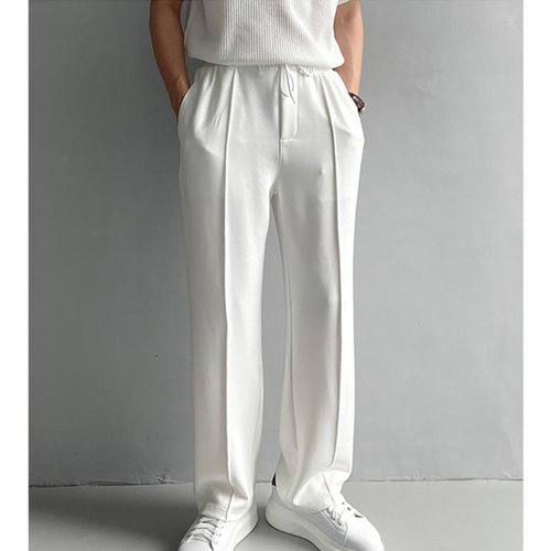 Korean Simple Casual Pants Summer Men's Loose Lace-up Wide Leg Straight Trousers - Picture 7 of 11