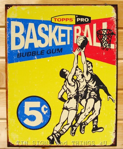 Basketball trading card TIN SIGN topp vtg metal sport bar wall decor poster 1405 - Picture 5 of 7