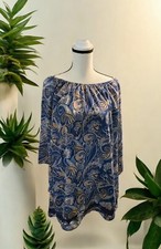 Alice And Olivia Mosaic Paisley Print Cari Dress Size Medium Blue Yellow
