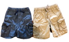 BABY GAP-Baby Boy-Size 2 Yrs 2 Set Khaki/Blue-Pull on-cargo shorts- Pre Owned