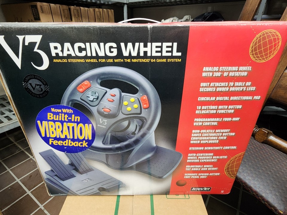 V3 RACING WHEEL CONTROLLER GAS BRAKE PEDALS N64 NINTENDO 64 W/box | eBay