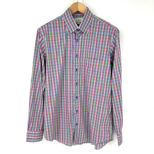 HAGEN CARMEL CA Button Down Shirt Mens Size L Multicolor Plaid Long Sleeve