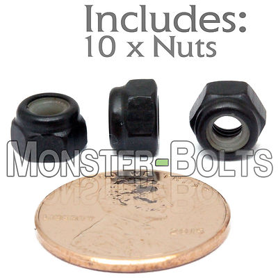 M4-0.7 / 4mm - Qty 10 - Nylon Insert Hex Lock Nut DIN 985 - Class 8 Steel Blk Ox