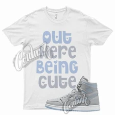 White CUTE Shirt for J1 1 Zoom Cool Grey Light Blue Aluminum Hyper Royal