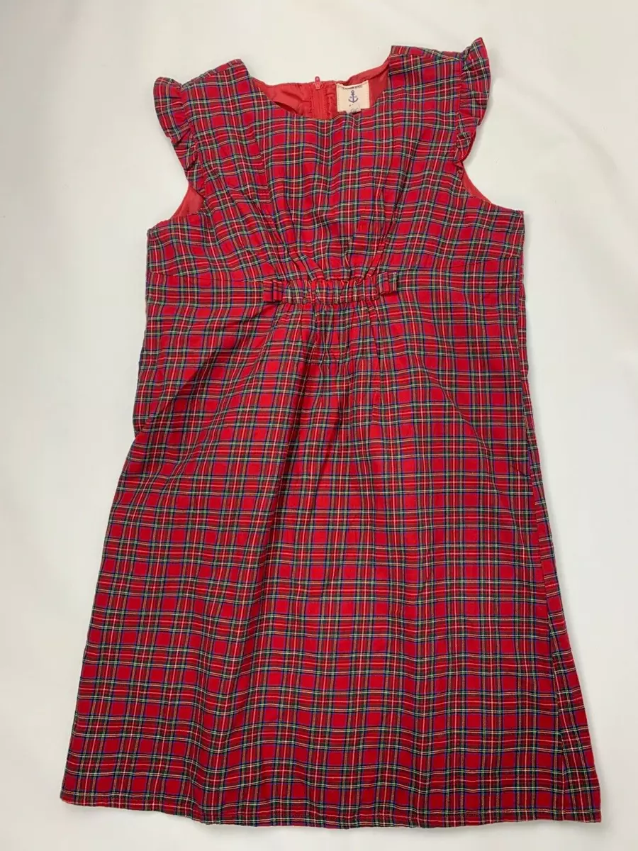 Lands End Red Tartan Plaid Aline Shift Dress Girls 16 Excellent