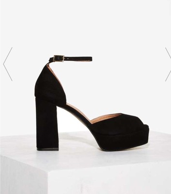 Shellys London Deborah Suede Leather Platform Black, Sz. UK 7, EU40, US 10, $60