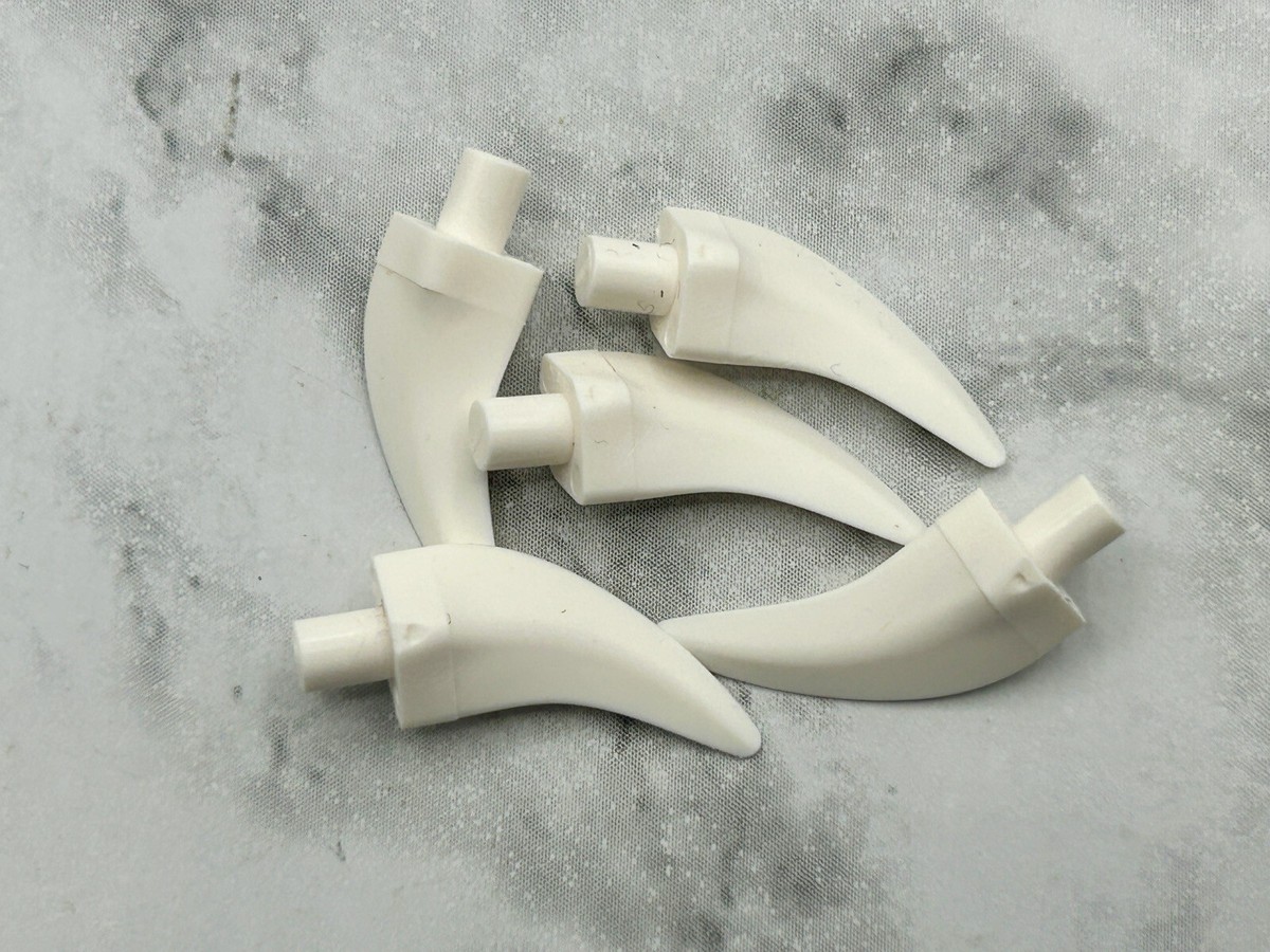 Lego Parts (5) ~ White Barb / Claw / Horn / Tooth - Medium ~ No