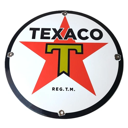 Vintage Texaco Gasoline Sign - Gas Motor Oil Pump Station Porcelain Sign