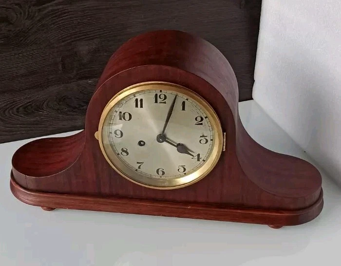 Reloj grande antiguo alemán Metzner & Co Constantia caoba campana repisa años 20 Foto 2 de 4