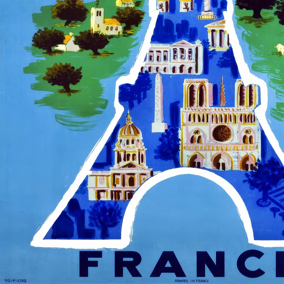 Póster de viaje VILLEMOT Bernard - Air France 1952 arte de pared impresión de póster Foto 3 de 4