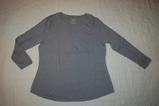 Womens L/S Knit Tee Shirt DARK HEATHER GRAY Round Neckline PLUS SIZE 1X 2X 3X 4X