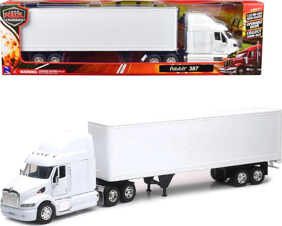 Peterbilt 387 Truck with Dry Goods Trailer White Long Haul