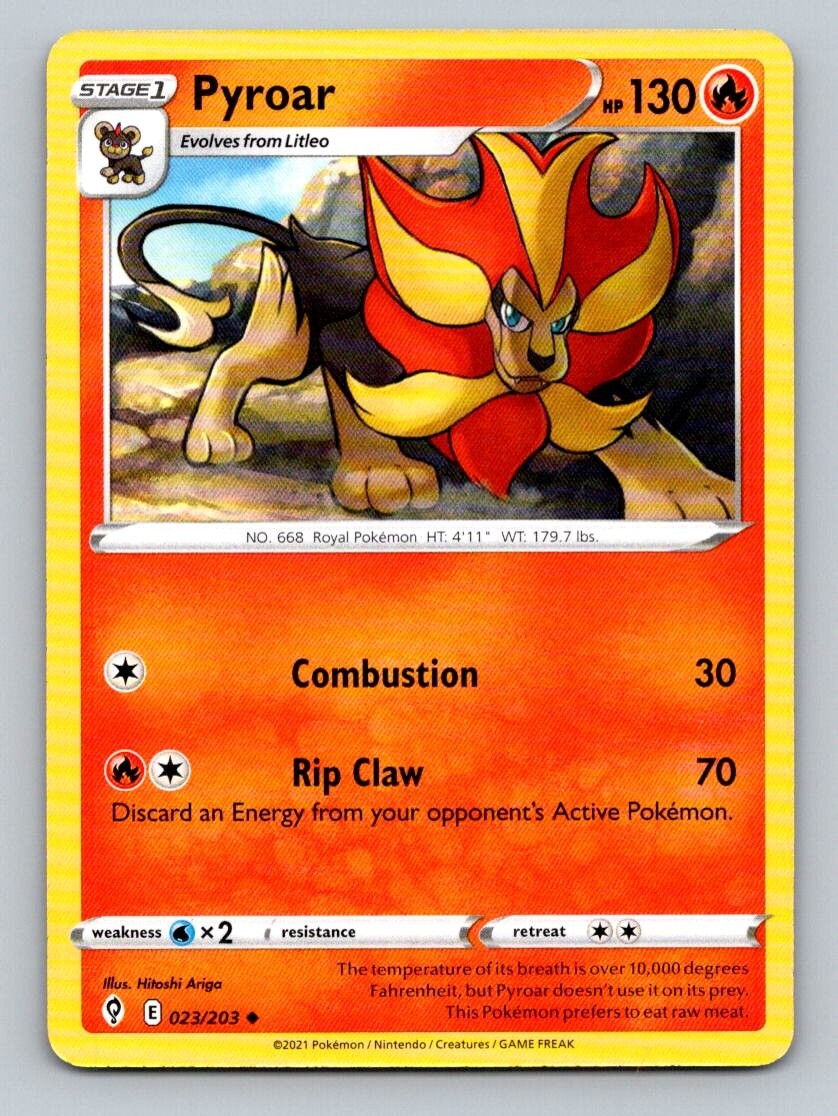 2021 Pokemon Card Evolving Skies Pyroar 23/203
