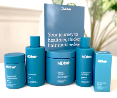 MDhair Marine Collagen Regrowth Supplements Shampoo Restore Serum Conditioner