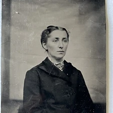 Antique Tintype Photograph Beautiful Captivating Woman Short Hair Masc Attire