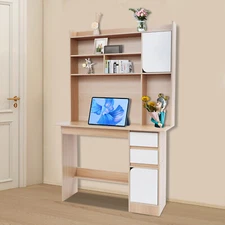 100CM Home Office Desk Modern Computer Desk Rectangular Office Desk Oak Color